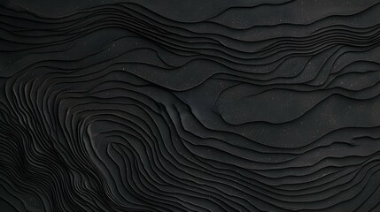 Abstract black textured background with wavy lines and curves.  Perfect for design projects needing a dark, elegant, and unique backdrop.