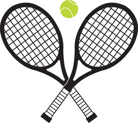 Crossed Tennis Rackets, Tennis Silhouette, Tennis Fan