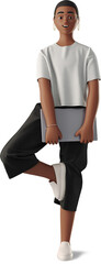 Obraz premium 3D young woman standing with laptop
