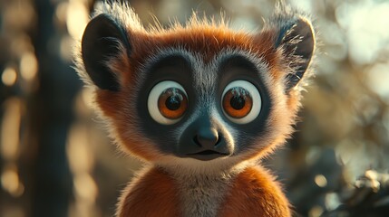 Adorable Red-Fronted Lemur: A 3D Rendered Masterpiece