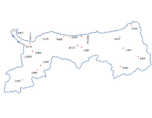 鳥取県　地図　白　斑点　イラスト