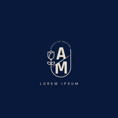 Letter AM MA Creative Logo design with unique and simple design