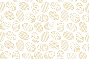 seamless golden pattern with line easter eggs - vector illustration; great for wrapping, greeting cards, social media graphics- vector illustration