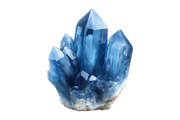 Blue crystal gemstone Isolated on White and Transparent Background PNG Image.