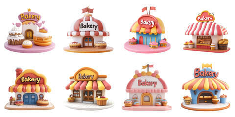 Obraz premium Bakery shop isolated 3d plasticine mockup without background using for all purpose.