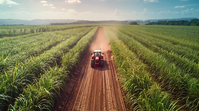 Brazilian sugarcane estate where self driving tractors and automated sorting machines streamline the production of high quality sugar