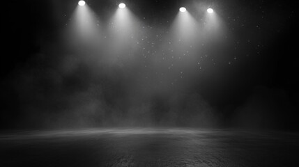 Obraz premium Dramatic Stage Lighting With Smoke and Spotlights