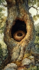 Obraz premium Ancient Oaks Hidden Home, Nesting birds