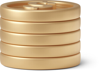 Pile of five golden dollar coins