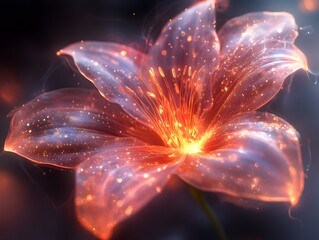 Floral Fantasy: A mesmerizing close-up of a radiant flower, its petals shimmering with an ethereal glow, capturing the essence of fantasy and wonder.