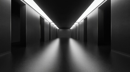 Obraz premium Long Dark Corridor With Bright Lights