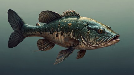 Fototapeta premium Detailed Illustration of a Largemouth Bass