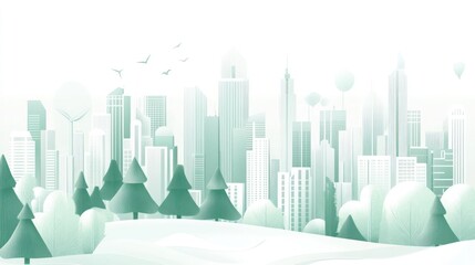 Winter city landscape, calm scene, serene urban view, background use