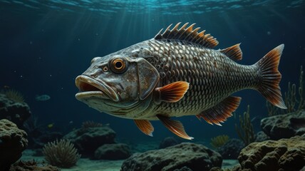 Fototapeta premium Submerged saltwater fish in vibrant underwater scene