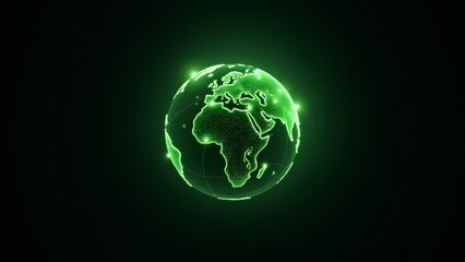 Fototapeta premium Glowing Green Earth Globe Network Concept