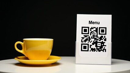 Menu With Qr Code And Coffee