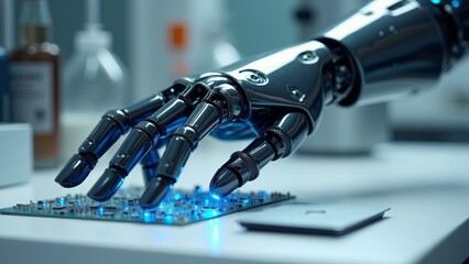 Robotic Arm Interacting With Microchip, Technology