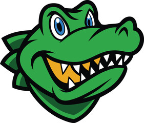 A bold alligator head mascot logo, featuring fierce eyes, sharp teeth, and textured scales, exuding strength and determination in a dynamic, eye-catching design.