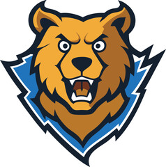 A fierce bear mascot logo with sharp claws ripping through the design, showcasing strength and power in a bold, dynamic style, perfect for a rugged brand identity.