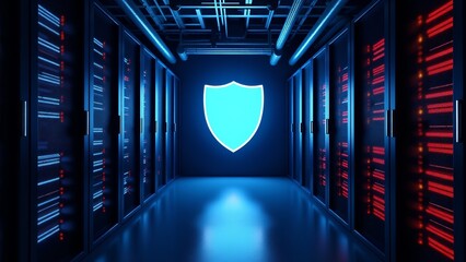 Data Center With Shield Security Concept