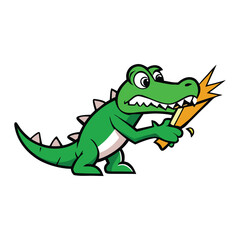 Fototapeta premium A bold crocodile smashing through the logo, showcasing strength and power with sharp claws and fierce determination, leaving an unforgettable impression.