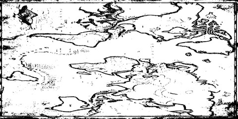 Old broken sanded aged painted facade of rusty smudged daub grime. Rough edges wrinkled plaster of uneven wall.Cracked chipped messy falling stucco. Dirty textured flaking shabby vintage map design.