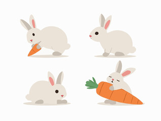 Obraz premium Niedliche Hasenillustration, verschiedene Farben