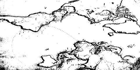 Old broken sanded aged painted facade of rusty smudged daub grime. Rough edges wrinkled plaster of uneven wall.Cracked chipped messy falling stucco. Dirty textured flaking shabby vintage map design.