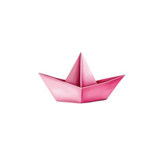 Elegant Pink Paper Boat Illustrative Design on a White Background for Creative Use