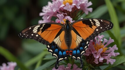 Naklejka premium Vibrant butterfly on a flower