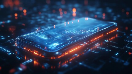 Smartphone Displaying Intricate Circuit Design Symbolizing Technology Innovation and Modern Connectivity