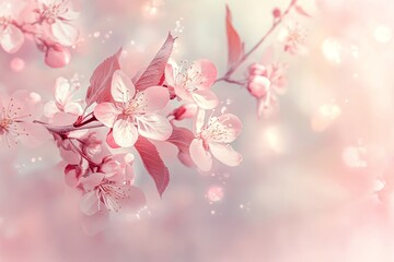 Fototapeta premium Cherry blossoms bloom vibrantly in springtime, creating a serene and enchanting atmosphere