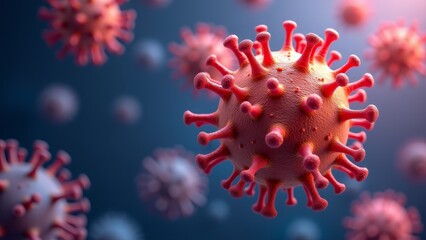 Fototapeta premium Coronavirus Viral Cells Under Blue Background