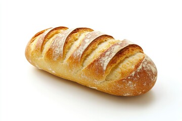 Freshly Baked Loaf of Bread on White Background Ready to Eat