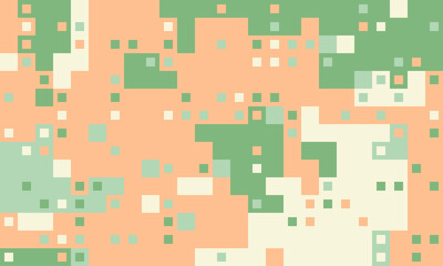 Abstract pixel art background.  Pastel green, peach, and cream squares create a dynamic, textured design perfect for websites, presentations, or textile prints.