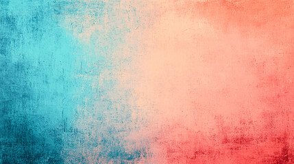 Obraz premium Abstract Paint Texture Blending Teal and Coral Colors with Grunge Surface Detail on Wall Backdrop