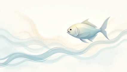 Naklejka premium Soft Minimalist Ocean Fish Illustration