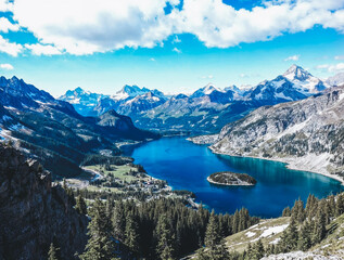 lake in the mountains on a bright summer day