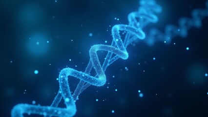 Fototapeta premium Blue Luminous DNA Strand Abstract Illustration