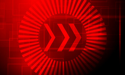 red arrow shape and square shape with neon light electronic cyberspace abstract high technology background