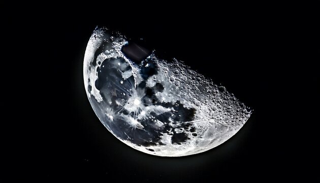 Close-up of intricate lunar surface details during a partial lunar eclipse, dramatic lighting, astronomical observation, high-detail space imagery