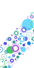 Abstract geometric background. Abstract pattern with circles of different sizes in soft green, purple and blue colours. Ideal for postcards, web design and product packaging.