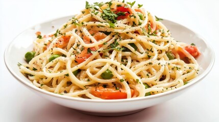 Delicious spaghetti pasta dish kitchen food photography bright setting close-up culinary delight