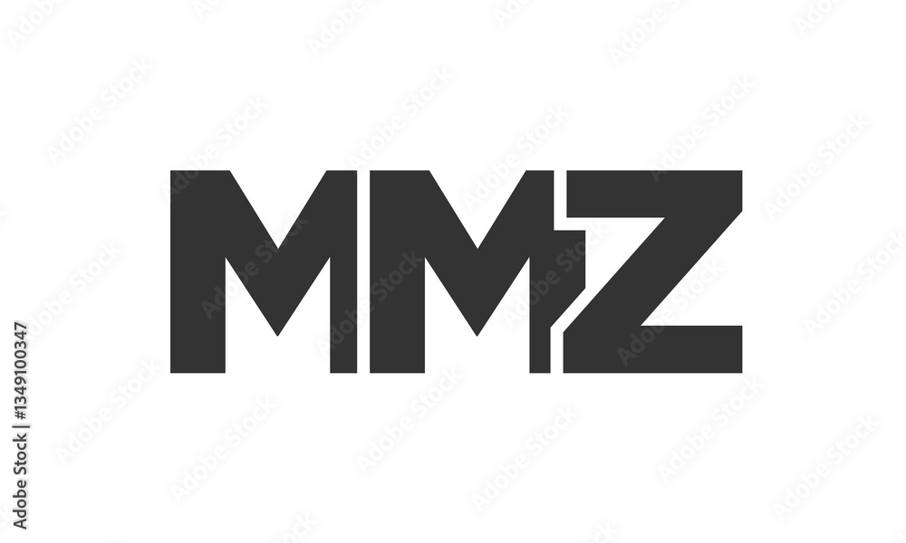 Fototapete MMZ logo design template with strong and modern bold text. Initial based vector logotype featuring simple and minimal typography. Trendy company identity.