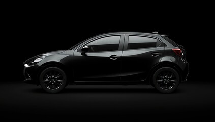 Black Compact SUV Side View Studio Shot