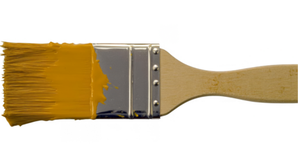 A Close Up Of A Yellow Paint Brush Tool Isolated On Black Background Photo