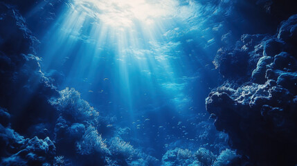 Fototapeta premium Sunbeams Illuminate Deep Ocean