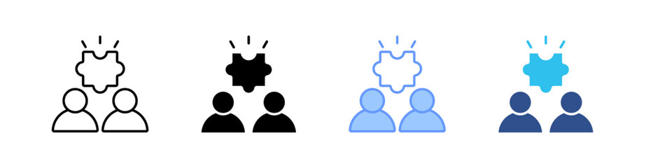 Collaborative Multi Style Icon Set Vector 