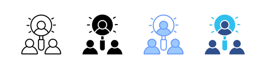 Research Group Multi Style Icon Set Vector 