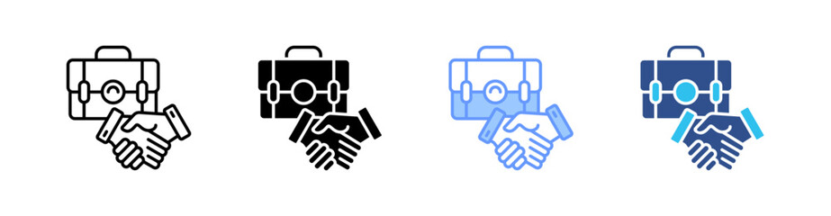 Cooperation Multi Style Icon Set Vector 